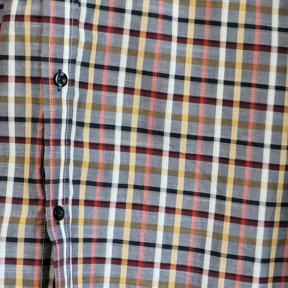 TASSO ELBA Mens Long Sleeve Button Front Shirt 100% Cotton Gray Plaid Stripe C - Picture 2 of 8